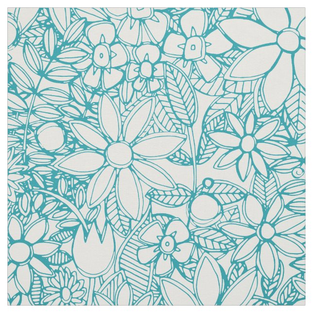 wild fleur blue fabric (Swatch)