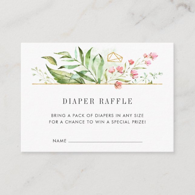 Wild Floral Baby Shower Diaper Raffle Ticket Cards (Front)