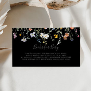 Wild Floral Black Baby Shower Book Request Enclosure Card