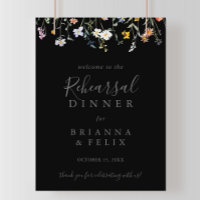 Wild Floral Black Rehearsal Dinner Welcome