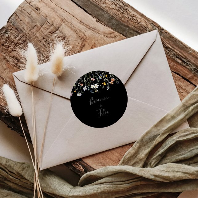 Wild Floral Black Wedding Envelope Seals (Creator Uploaded)