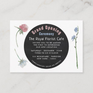 Wild Floral Chalkboard, Grand Opening Ceremony Enclosure Card