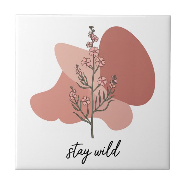 Wild Floral Design Ceramic Tile (Front)