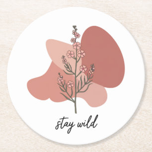 Wild Floral Design Round Paper Coaster