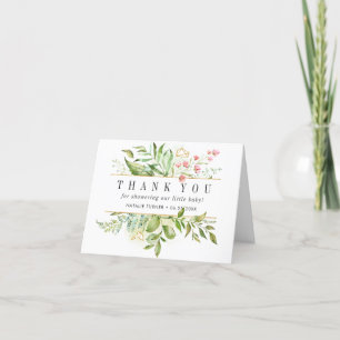 Wild Floral Foliage Baby Shower Thank You Card