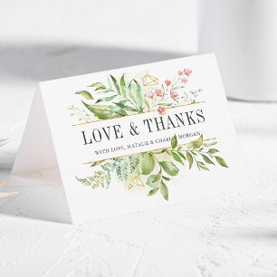 Wild Floral Green Foliage Wedding Photo Thank You