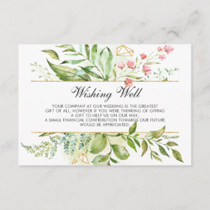 Wild Floral Green Foliage Wedding Wishing Well Enclosure Card