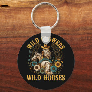 Wild Floral Horses 2026 Artistic Key Ring