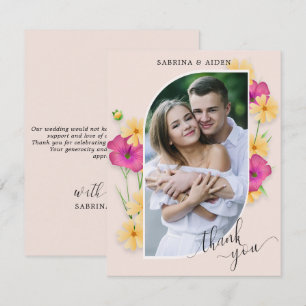Wild Floral Meadow Wedding Photo Thank You Card