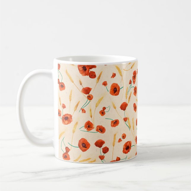 Wild floral seamless pattern on a light background coffee mug (Left)
