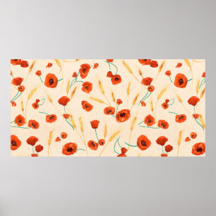 Wild floral seamless pattern on a light background poster