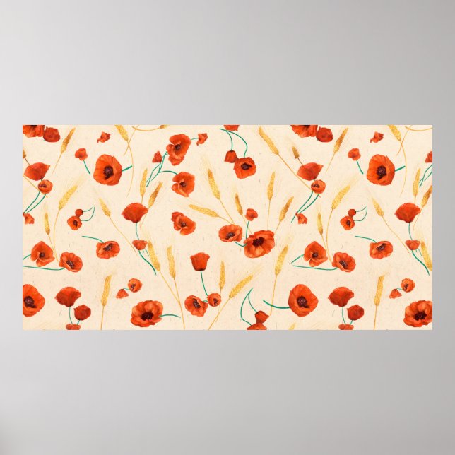 Wild floral seamless pattern on a light background poster (Front)