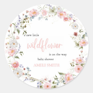 Wild Floral Wreath Babyshower Classic Round Sticker