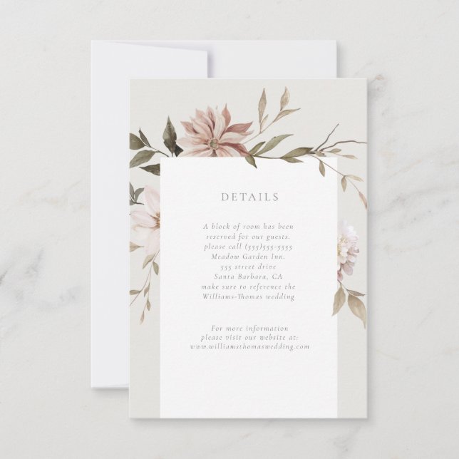 Wild Florals Details Insert RSVP Card (Front)