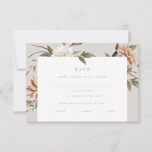 Wild Florals RSVP Card with Entrée Choice (Front)