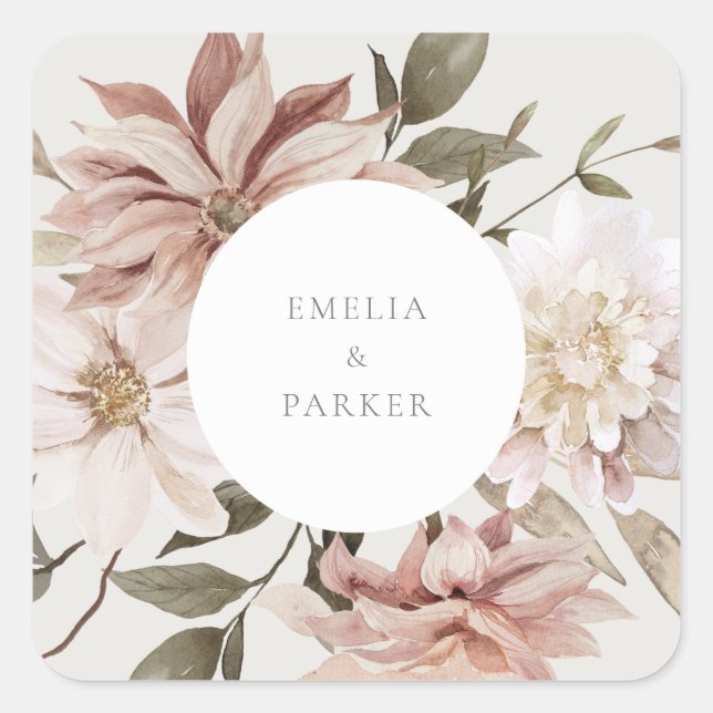 Wild Florals Square Sticker (Front)