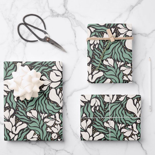 Wild Florals Wrapping Paper - Cream and Black (Creator Uploaded)