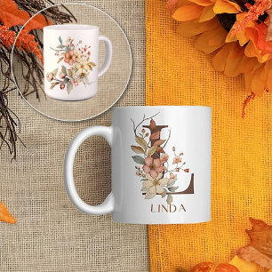 Wild Flower Autumn Garden Initial L Coffee Mug