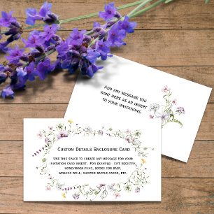 Wild Flower Blooms Custom Details Enclosure Card