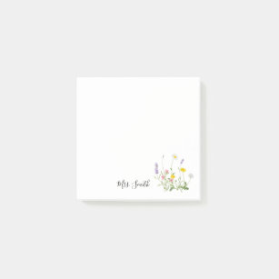 Wild flower bouquet monogram teacher post-it notes