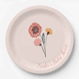 Wild Flower Bunch Floral Art Bridal Shower Paper Plate