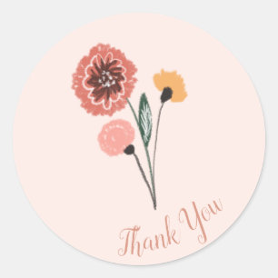 Wild Flower Bunch Floral Art Thank You Classic Round Sticker