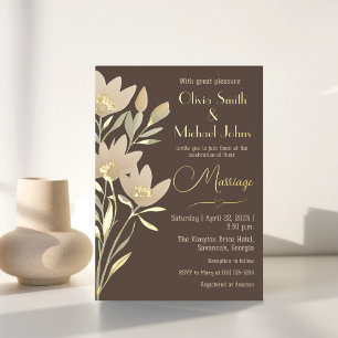 Wild flower Chocolate and cream Wedding Invitation