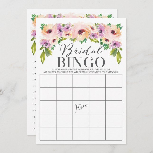 Wild Flower Double Sided Bridal Shower Game Invitation (Front/Back)