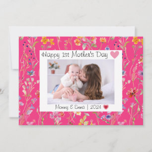 Wild flower elegant First Mother's Day Photo Thank You Card