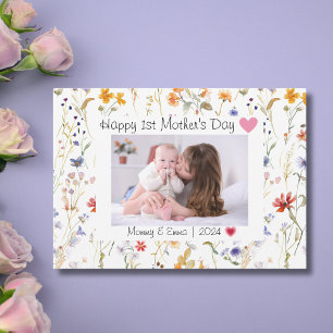 Wild flower elegant First Mother's Day Photo Thank You Card
