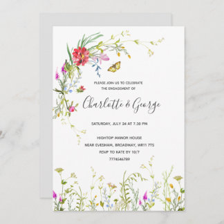 Wild flower Engagement Party Invitation