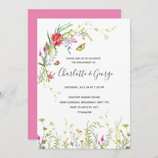 Wild flower Engagement Party Invitation