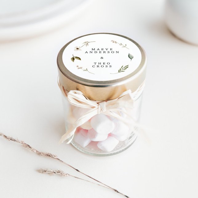  Wild flower floral elegant minimal save the date Classic Round Sticker (Creator Uploaded)