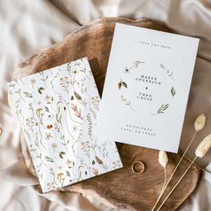 Wild flower floral elegant minimal save the date Invitation