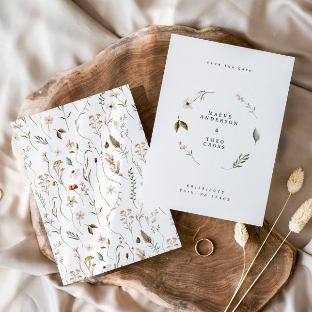  Wild flower floral elegant minimal save the date Invitation (Creator Uploaded)