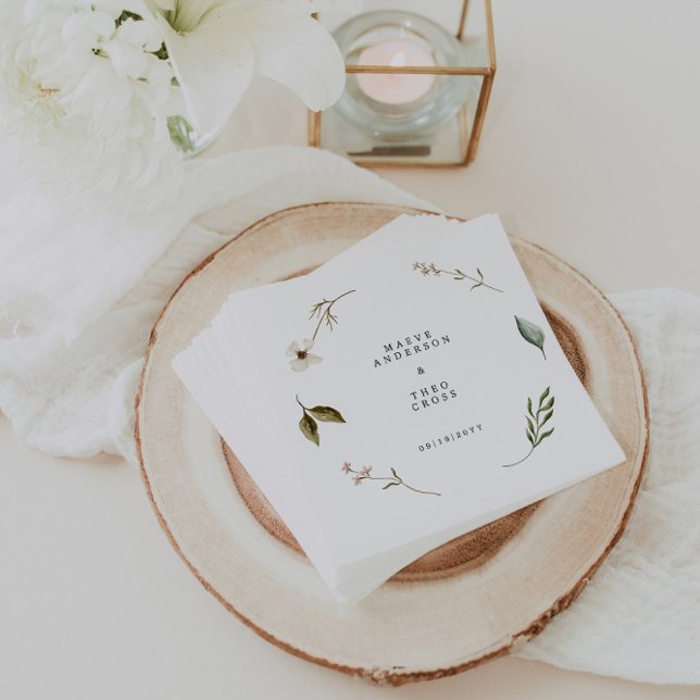  Wild flower floral elegant minimal wedding decor Napkin (Creator Uploaded)
