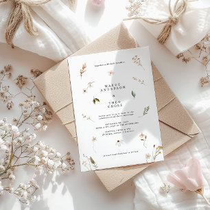 Wild flower floral elegant minimal wedding Invitation