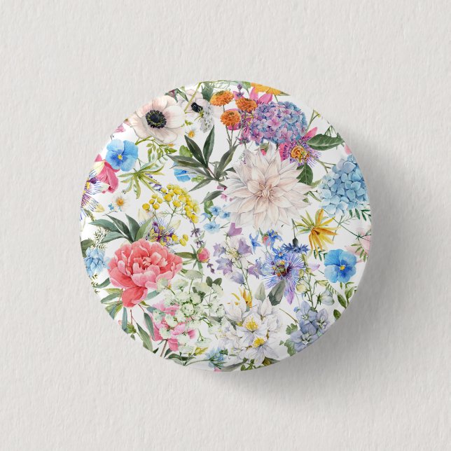 Wild flower garden  3 cm round badge (Front)