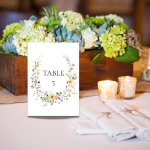 Wild flower garden blooms table card sign
