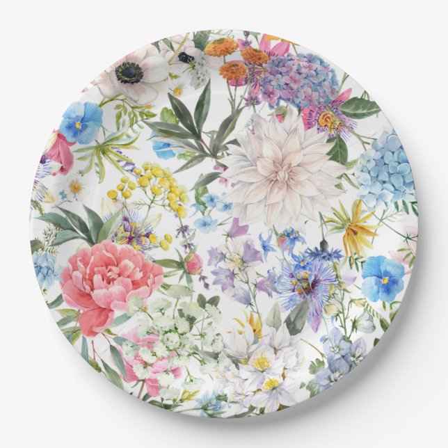 Wild flower garden Paper Plate (Front)