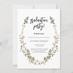 Wild flower graduation invitation