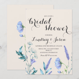 Wild Flower Lavender and Ivory Bridal Shower Invitation