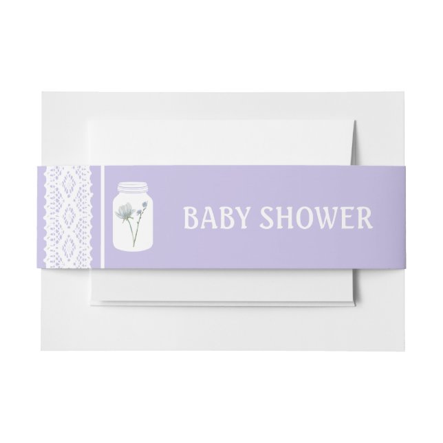 Wild Flower Mason Jar and Lace Baby Shower Invitation Belly Band (Front Example)