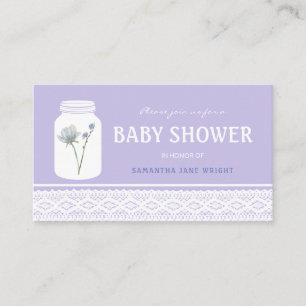 Wild Flower Mason Jar and Lace Baby Shower Invite