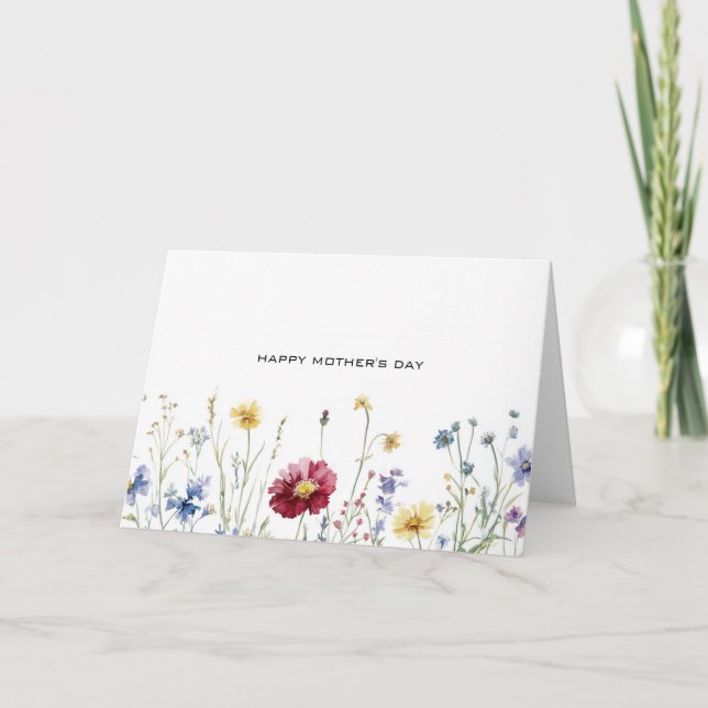 Wild Flower Minimalistic Mother's day  Card (Front)