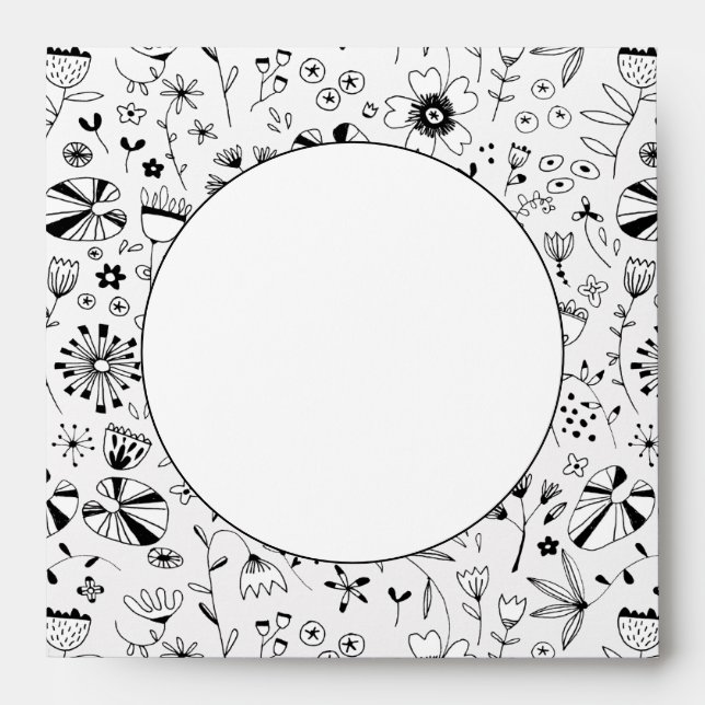 Wild Flower Monochrome Modern Envelope (Front)