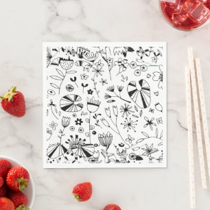 Wild Flower Monochrome Napkin