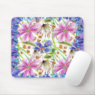 Wild Flower Mouse Pad Pink & Blue