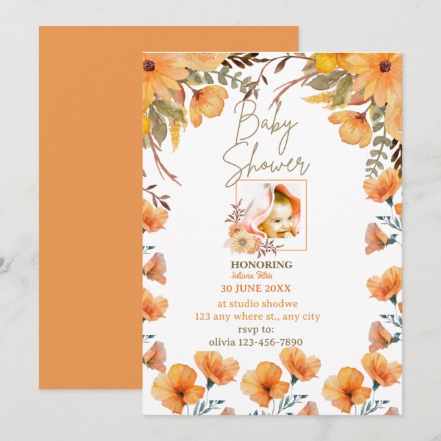 wild flower orange baby flower  Invitation (Front/Back)