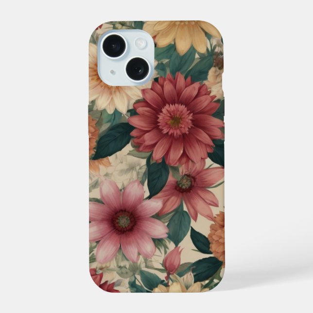 WILD FLOWER PATTERN iPhone 15 CASE (Back)